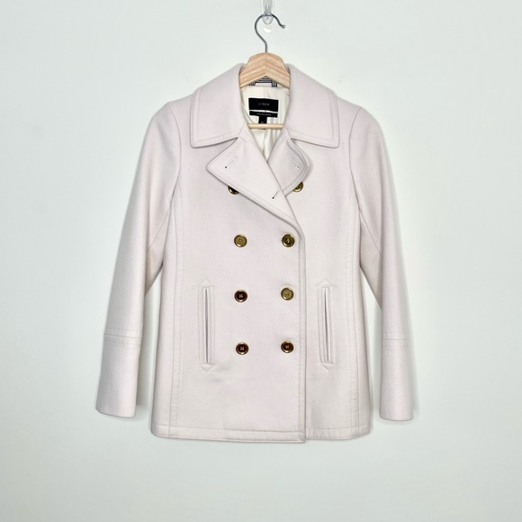 J Crew Peacoat Italian Wool Jacket Cashmere Coat double breasted preppy academia - Picture 2 of 14